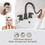 Robinet escamotable de lavabo de salle de bain noir mat 8 pouces, robinet de salle de bain escamotable à 2 poignées et 3 trous, avec bonde escamotable et ligne d'alimentation en eau-120713458