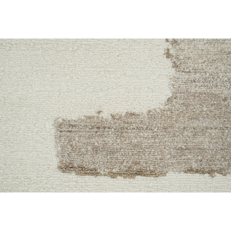 Tapis ivoire et brun noué à la main de haute qualité, Rectangle de 5 pi x 8 pi