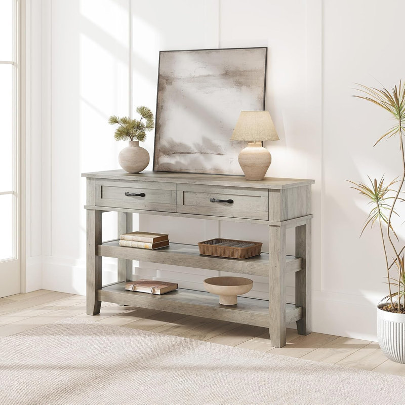 Zayer 47” Console Table with 2 Storage Drawers, Farmhouse Sofa Table, Behind Couch Table, Hallway Table for Entryway