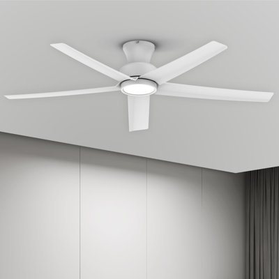 52'' Elvert Flush Mount Ceiling Fan with LED Lights White
