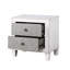 Table de chevet 2 tiroirs rustique gris et blanc vieilli