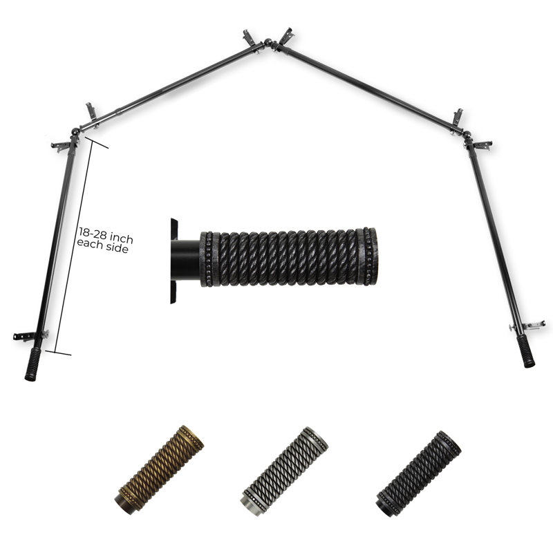 Tringle à rideaux simple à baie vitrée ajustable de 28 po à 48 po Joslyn, Noir, 18 po à 28 po (chaque côté)