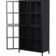 Armoire de rangement en métal avec portes en verre trempé, stable, pour la chambre à coucher, finition antique, tablettes spacieuses, salles à manger stables