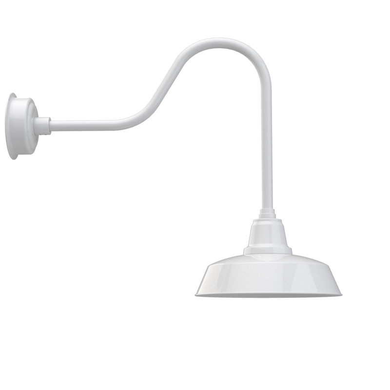 Luminaire de grange d’extérieur à del Vandervliet, Blanc, H 26,13 po x l 14 po x P 32 po
