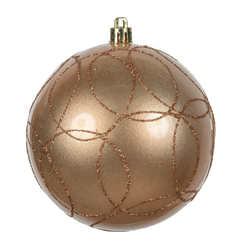 Ornement de bonbons avec motif de paillettes circulaires, Or rose, H 4,75 po x l 4,75 po x P 4,75 po