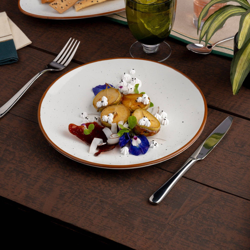 Assiette en porcelaine de qualité supérieure Terra Arena | Assiette ronde sans rebord Vital Coupe | Va au micro-ondes et au lave-vaisselle