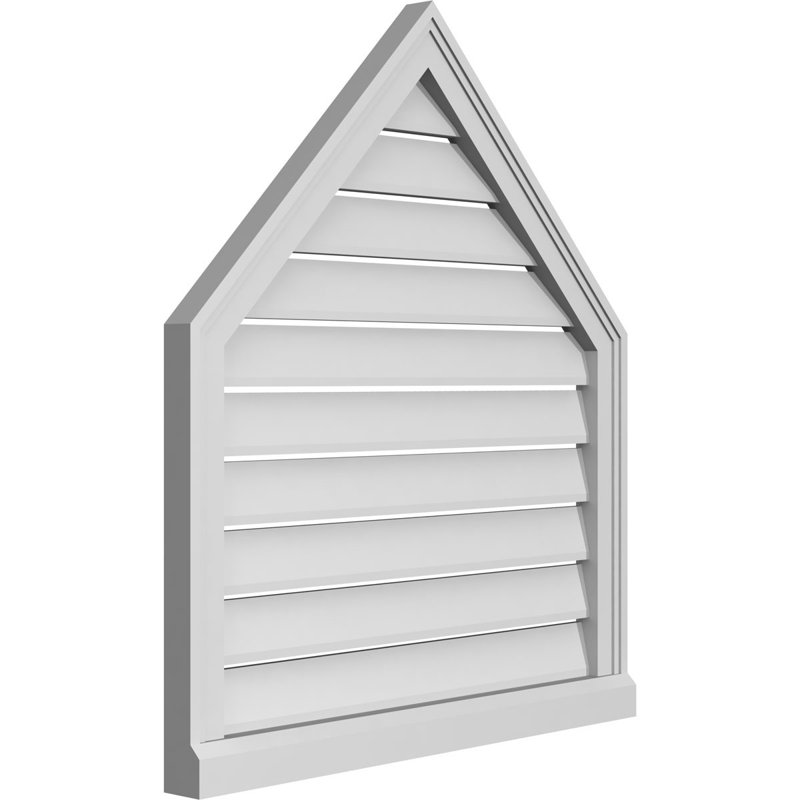 Peaked Top Surface Mount Signature Urethane Functional Gable Vent 8/12 Pitch, Primed Tan, 32" H x 28" W x 2" D, 12/12 Pitch