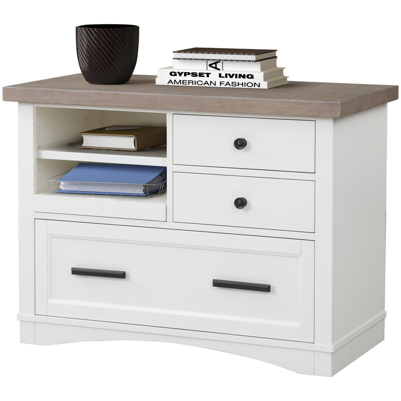 Bankhead 42'' Wide 3 -Drawer File Cabinet, Weathered Natural Top/Cotton Base