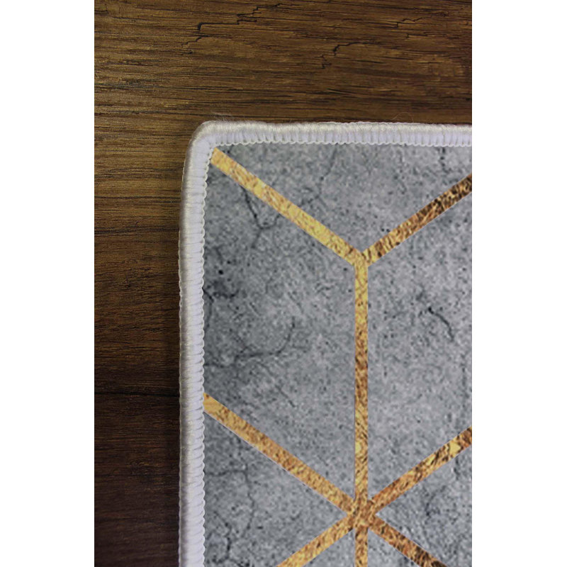 Stylish Woven Carpet (4 x 6 Feet), 100% Polyester, 0.3 in Pile Height | Antibacterial, Non-Slip PVC Dot Underside | Machine Washable, 3D Digital Printed Design | Perfect for Living Room, Bedroom & Office Decor