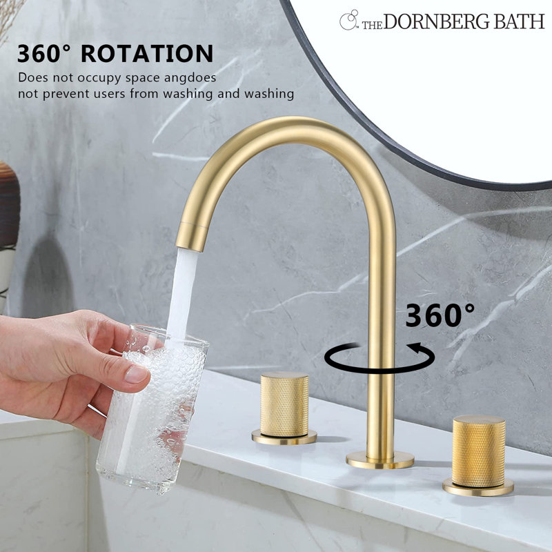 Widespread 2-handle Bathroom Faucet, Brushed Gold