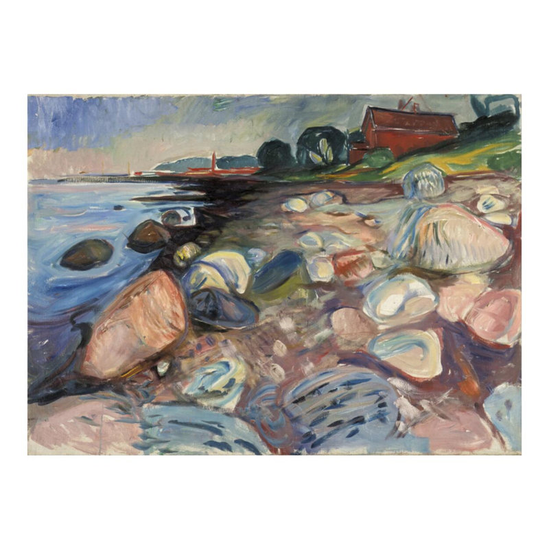 «Shore with Red House» par Edvard Munch - estampe numérique, H 16 po x l 20 po