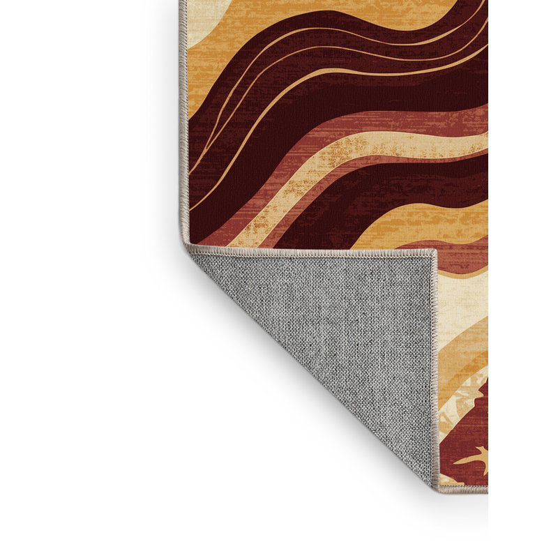 Tapis éclectique brun et beige lavable à la machine Ulster Dionysus, 7 x 9