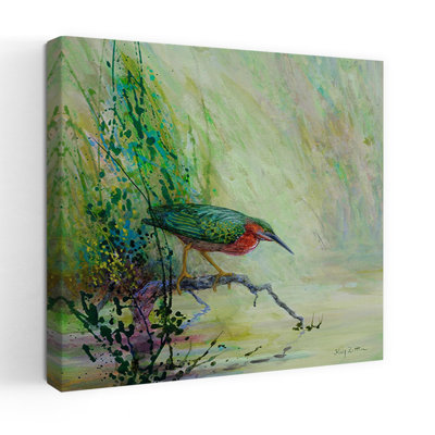 Art contemporain de la faune héron vert à la chasse