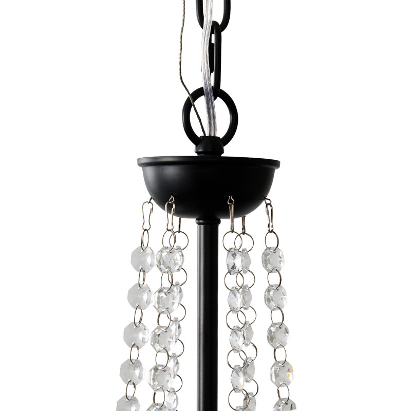 Luminaire suspendu lustre en cristal classique classique 34,7 pouces avec abat-jour en tissu 6 lumières