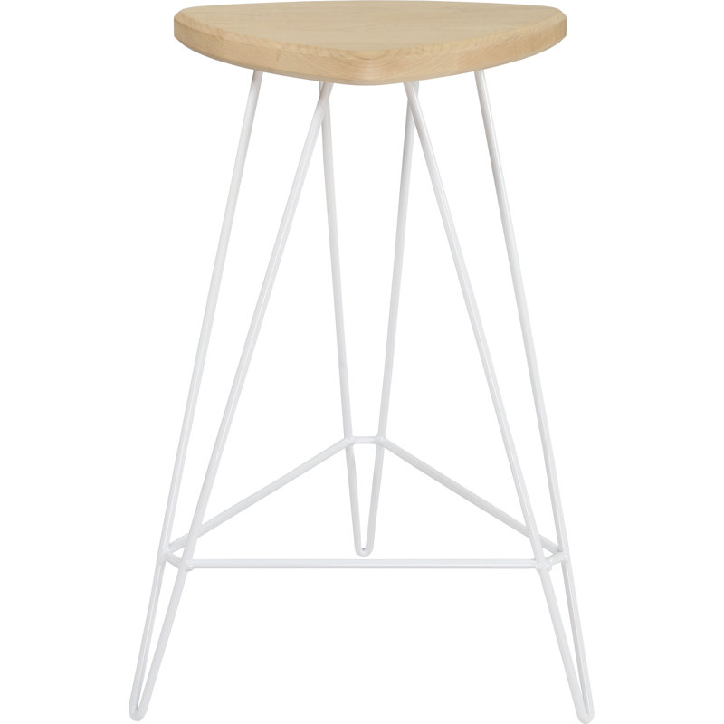 Madison Counter Stool with Metal Frame, White, Maple, Counter Stool (26" Seat Height)