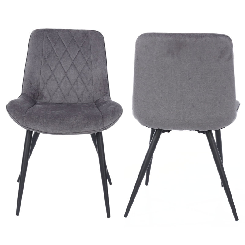 Aspen Rectangular Dining Table with 4 Diamond Stitch Upholstered Fabric Chairs - Modern Dining Set, Grey Oak, Grey