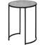 Modern Accent Table With Grey Laminate - Black Metal Legs For Living Room & Bedroom Round Side End Nightstand And Robust
