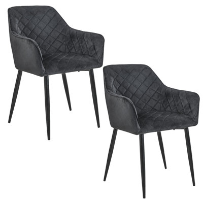 Kimballton 49cm H Tufted Velvet Upholstered Upholstered Back Side Chair in Black