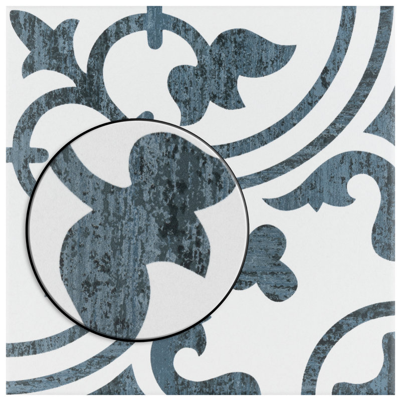 Cassis Arte 10" x 10" Porcelain Patterned Wall & Floor Tile, Black