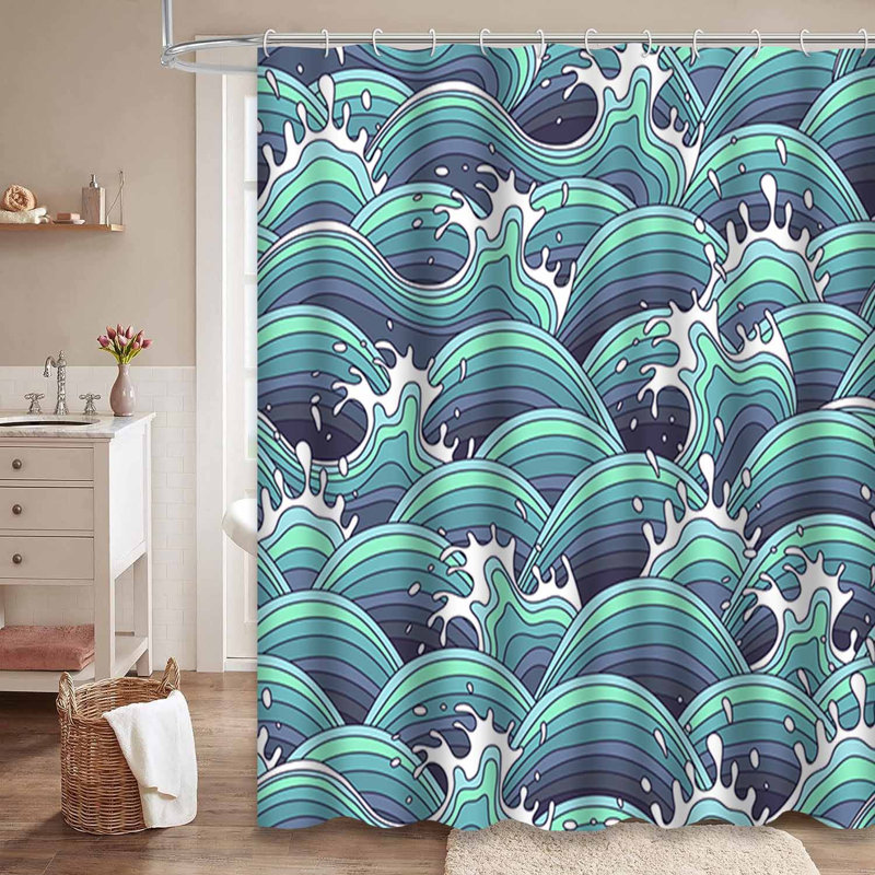 Rideau de douche imperméable à l'eau à motif abstrait sans couture avec 12 crochets, L 72 po x l 72 po