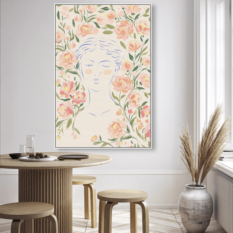 Artemis And Flowers Print by Oliver Gal, 55"H x 37"W, White Floater Frame