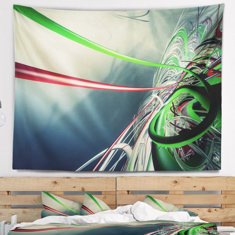 Tapisserie à rayures en polyester 3d avec accessoires suspendus inclus, H 32 po x l 39 po