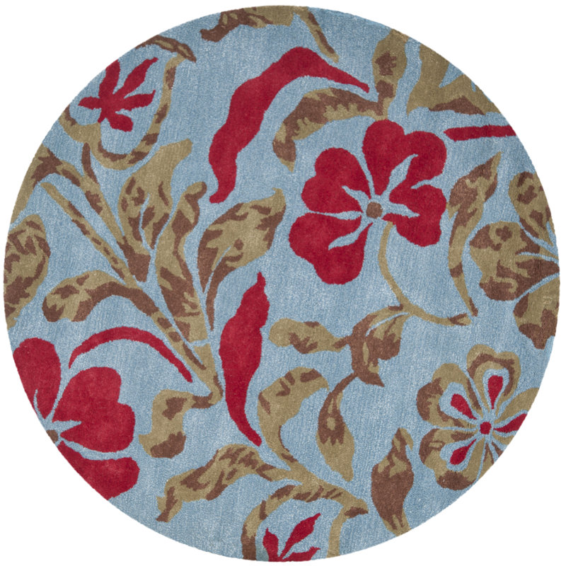 Armstrong Hand Tufted Wool & Viscose Floral Rug, Round 6'