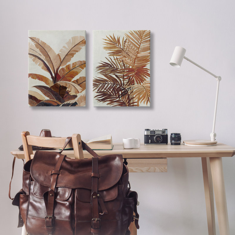  "Brown Tropical Palm Plants", ensemble de 2 toiles d'art par Jacob Q, H 24 po x l 16 po