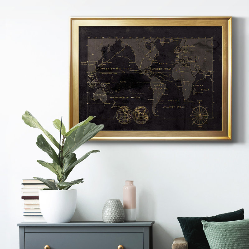 " Black Gold Map ", Gold, 30.5" H x 42.5" W x 1" D