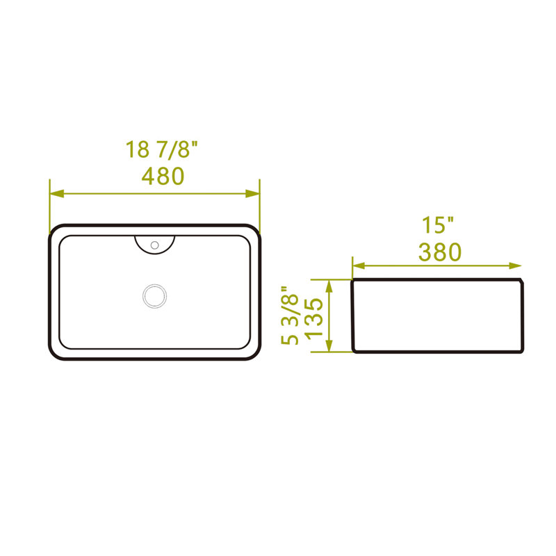 Lavabo de salle de bain vasque rectangulaire blanc en céramique 15 po Orren Ellis