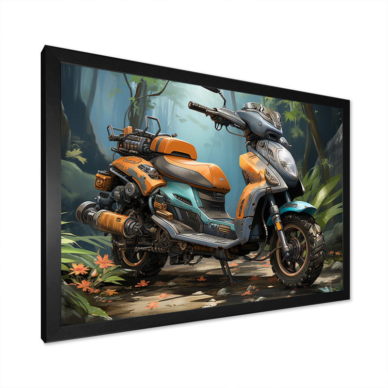 Scooter dans Wild Adventure Seeker I - impression, H 34 po x l 44 po x P 1,5 po, Cadre simple noir