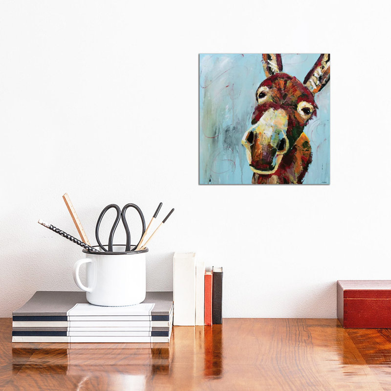 Drôle d'âne par Jennifer Seeley - peinture sur toile tendue, H 12 po x l 12 po x P 0,75 po, Toile tendue