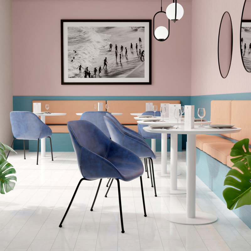 Table de salle à manger sur pied 31,5 po Abode, Blanc, Blanc