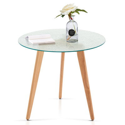 Keirsten Round Glass Dining Table, Modern Leisure Accent Table by George Oliver