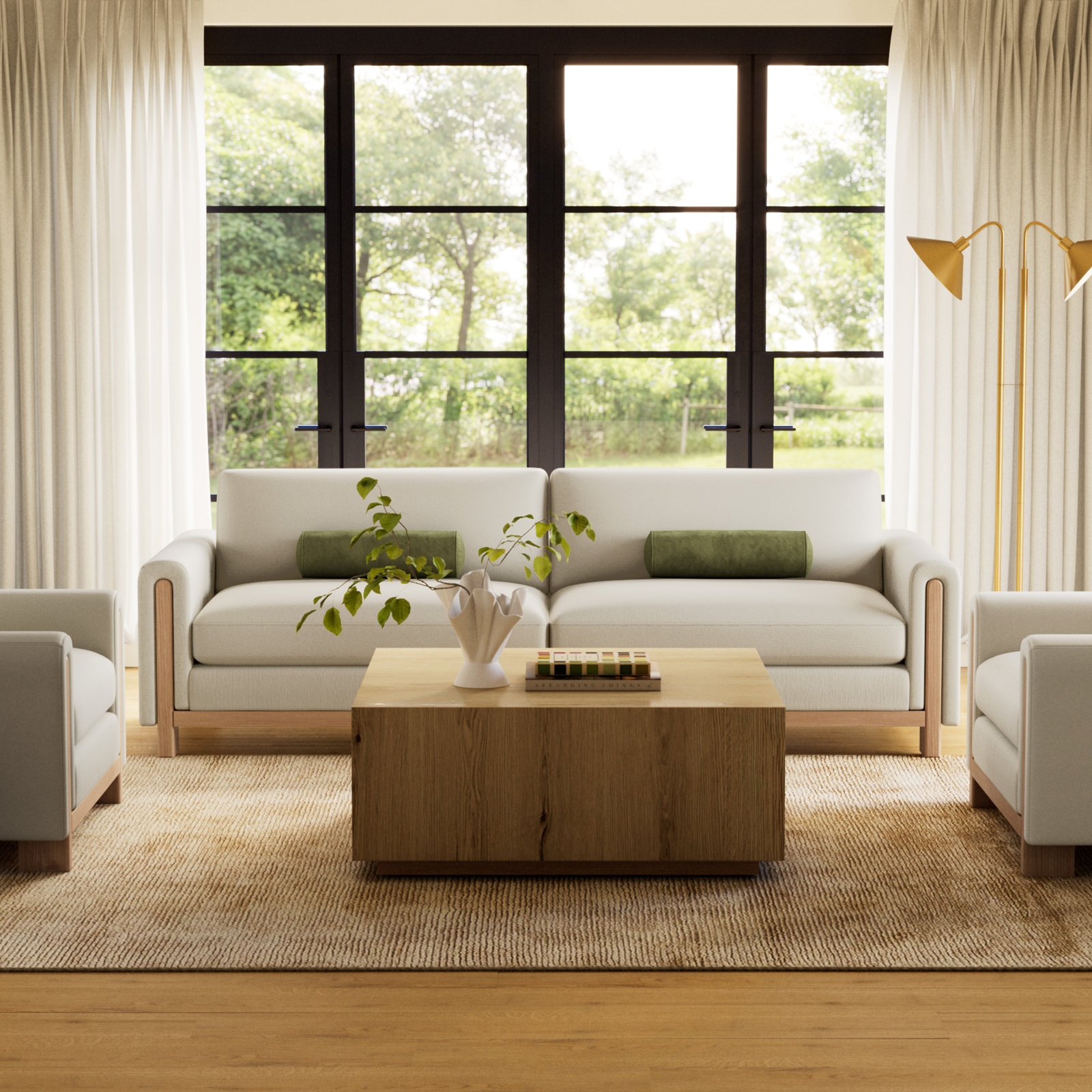 Taryn 42" Block Coffee Table, Light Brown