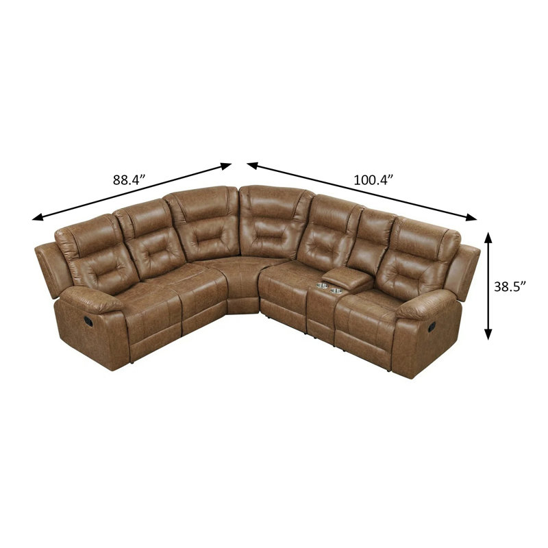 100.4" W Transitional Manual Sectional, Brown