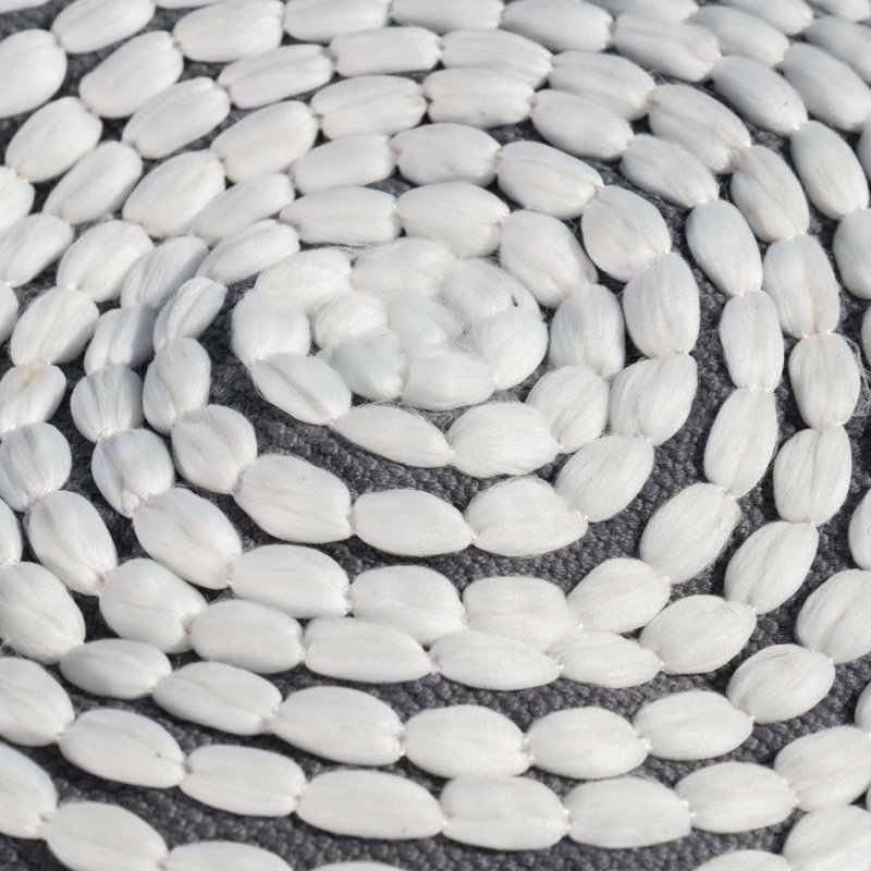 Pouf cylindrique fabriqué à la main résistant à l'eau de rivière (SEULEMENT OTTOMAN), Blanc