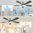 Whisper 52" 5-Solid Blade Classic Flush Mount Ceiling Fan with LED Light Kit and Remote Control，Nickel&Dark Gray-80009858