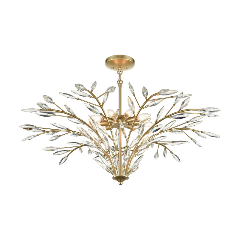 Lustre à 9 lumières de 38 po de large Flora Grace - or champagne, 9 lumières, H 14 po x l 38 po x P 38 po