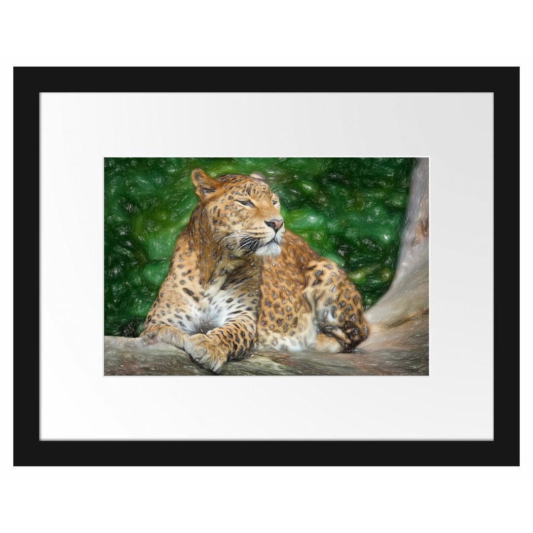 Gerahmtes Papierbild - Fotografie „Leopard in Nature”