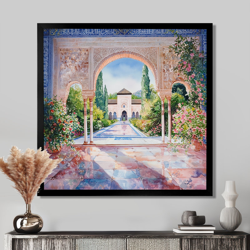 Été, Alhambra, rêves, Grenade, Espagne I - Espagne, art mural, H 30 po x l 30 po, Noir