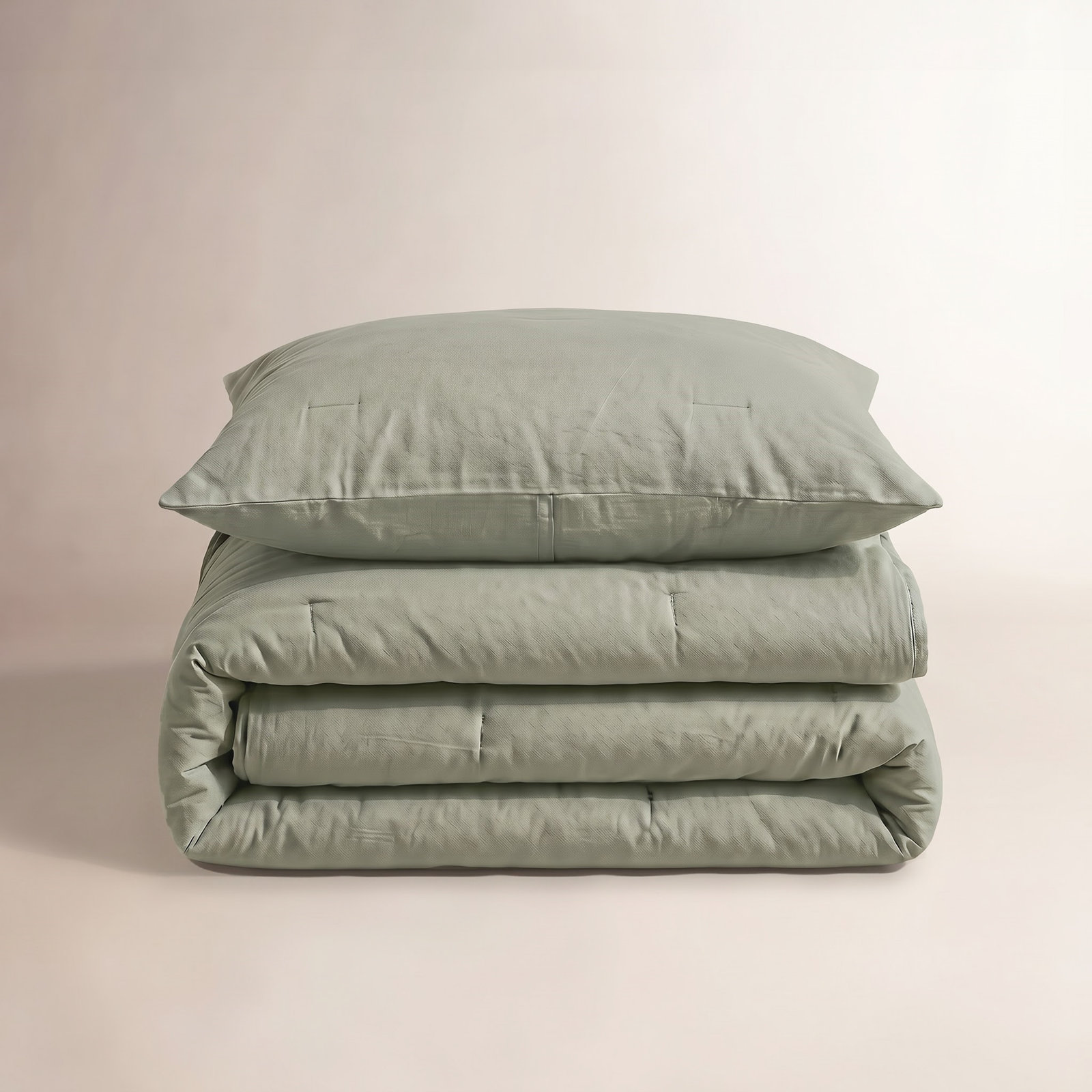 French Linen Comforter Set, Matcha, Twin Comforter + 1 Standard Pillow Sham