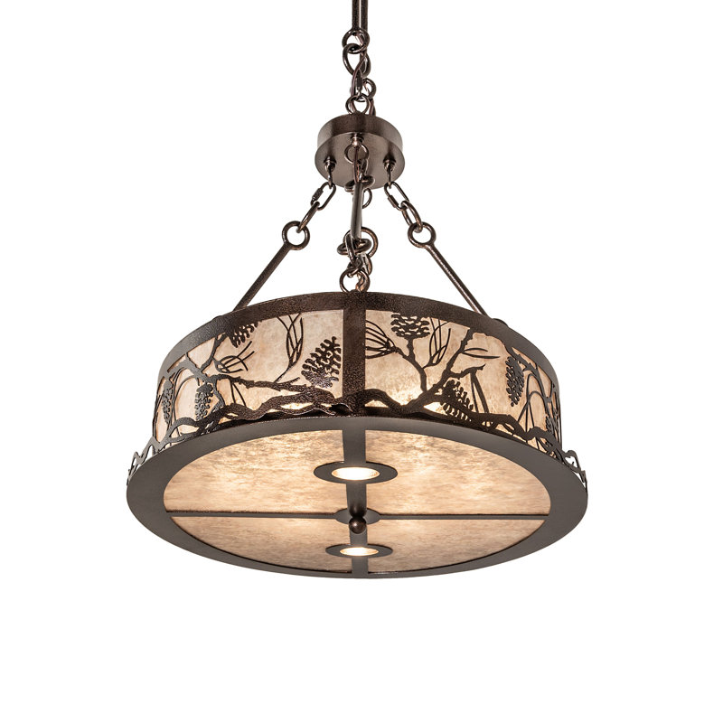 36" Long Winter Pine Oblong Inverted Pendant