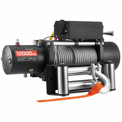 Electric Winch, 12000 lbs Load Capacity, 12V DC Truck Winch with Φ0.36 in x 80 ft Steel Rope, Wireless & Wired Remote Control, IP55 Waterproof for Towing SUV Jeep Trailer Boat Off-Road Vehicle