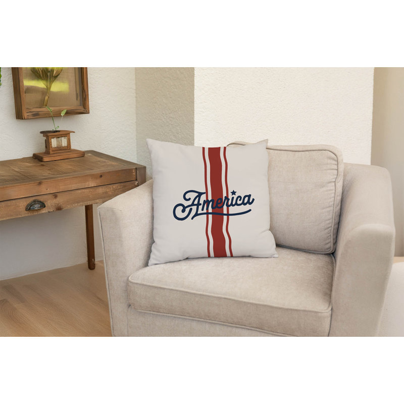 Coussin décoratif America, Carré de 20 po, Ivoire ivoire
