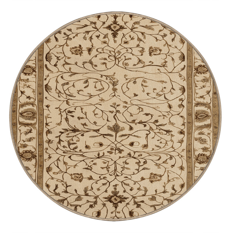 Tapis brun lavable à la machine, Rond 4 pi