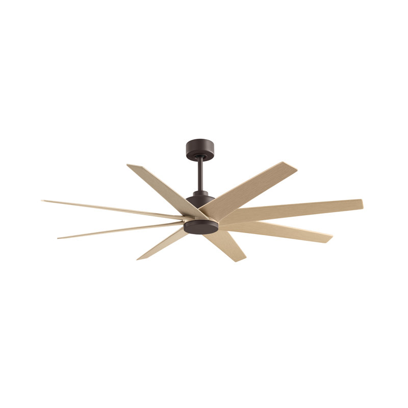 Ariella - Ventilateur de plafond à huit pales, Bronze texturé, Ton érable clair