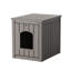 Maison pour animaux 3-en-1 en résine: Enceinte de litière cachée avec table d'appoint (brun clair)-578886056
