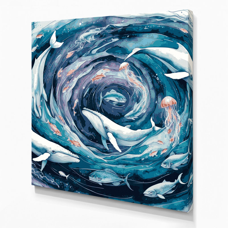 Art nautique sur toile bleu marine, H 12 po x l 12 po
