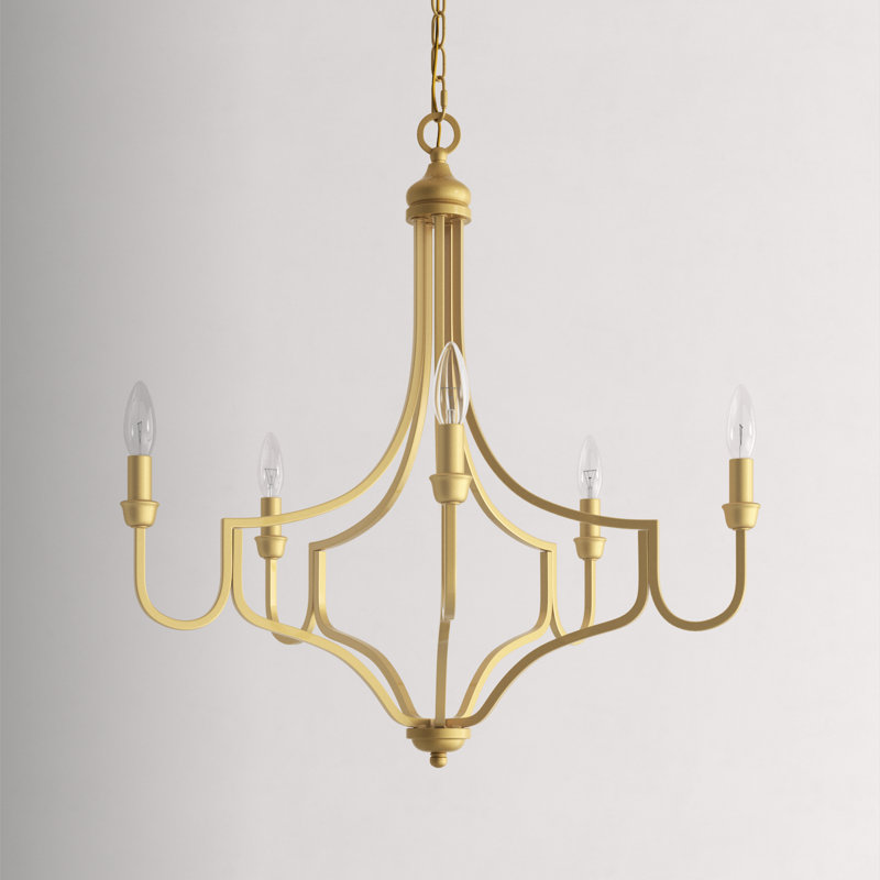 5 - Light Dimmable Classic / Traditional Chandelier, Light Gold